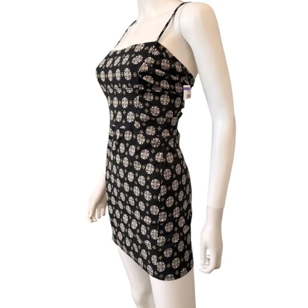 New FREE PEOPLE Women's Black Combo Center of Attention Mini Dress Size S